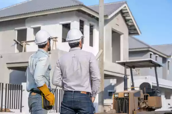 Une photo de deux personne en train de superviser la construction d'une personne